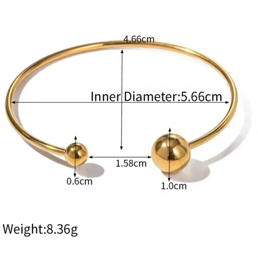 Gold Ball Stainless Steel Waterproof Bangle Bracelet - Picture 6 of 7